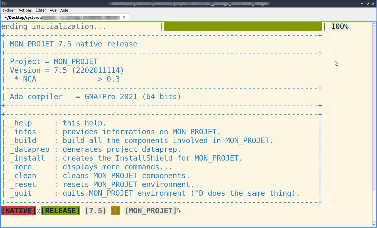 Copie d'écran du terminal